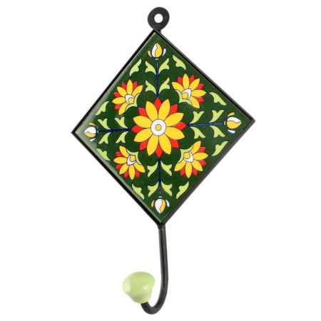 Sunflower Ceramic Tile Wall Hook in Yellow
